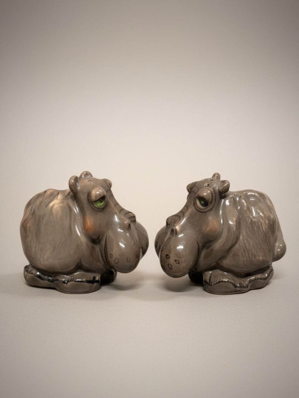 Blue Sky Big Face Hippo Salt and Pepper Shakers